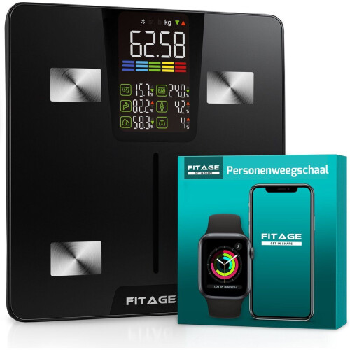 FITAGE - Personenweegschaal - Slimme weegschaal met 17x lichaamsanalyse - LED-scherm Tweedehands