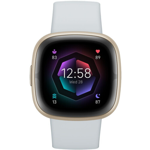 Fitbit Sense 2 - Smartwatch - Stressbeheersing Slaapmonitor - Goud (Blauw Wit)