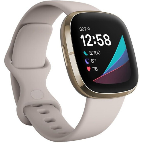 Fitbit Sense - Smartwatch - Stressmeting en huidtemperatuursensor - Goud (Beige Wit)