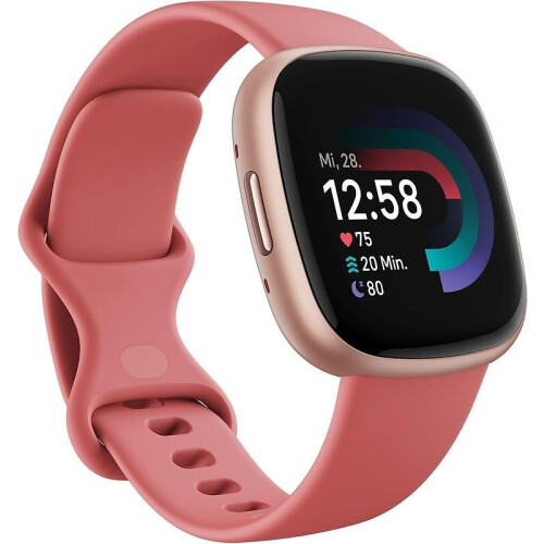 Fitbit Versa 4 40 mm aluminium rosé koper met siliconen polsband roze - wifi Tweedehands