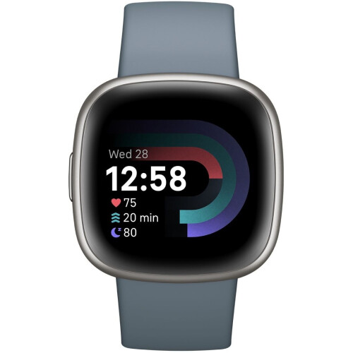 Fitbit Versa 4 - Smartwatch - GPS Hartslagmonitor 40+ trainingsmodi - Zilver Blauw