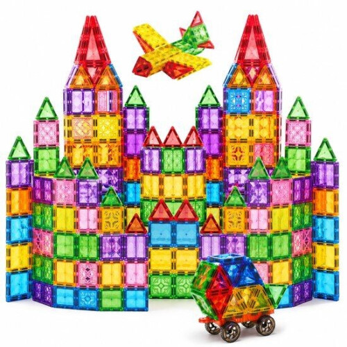 Five Stars® Magnetic Tiles - Magnetische Tegels Speelgoed - 200 Stuks - Bouwopdrachten - Educatief - Cadeau voor Jongens & Meisjes (200 stuks) Tweedehands