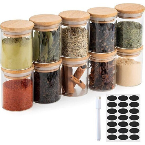 Five Stars® Voorraadpotten - Glazen Potjes Met Deksel - 280 ML - Set van 10 - BPA-vrij - Met Pen & Herschrijfbare Stickers (10 stuks) Tweedehands