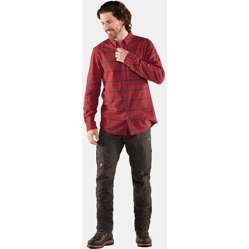 Fjällräven Övik Comfort Flannel Shirt Donkerrood/Marineblauw Tweedehands
