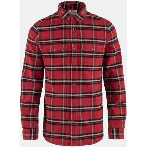 Fjällräven Övik Heavy Flannel Shirt Donkerrood/Lichtgrijs Tweedehands