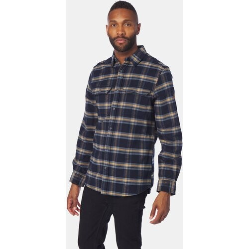 Fjällräven Övik Heavy Flannel Shirt Marineblauw/Zandbruin Tweedehands
