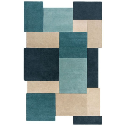 FLAIR RUGS Collage Wol Vloerkleed 150x240 cm– Teal