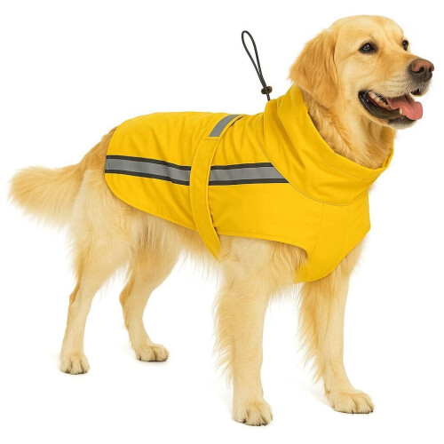 Flamingo Ciro - Hondenjas - Waterdichte regenjas met reflecterende stroken - Geel - 75 cm