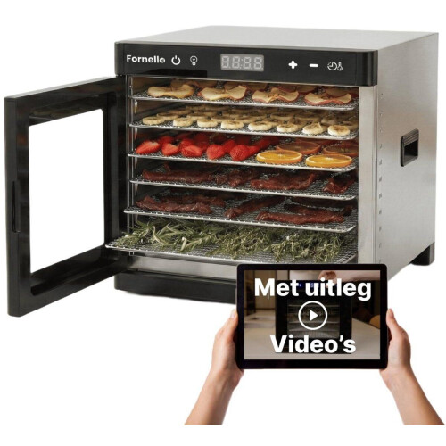 Fornello Voedseldroger - Dehydrator - Digitale bediening - RVS/Zwart
