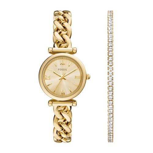 FOSSIL Carlie - Dames Horloge geschenkset - Goudkleurig Tweedehands