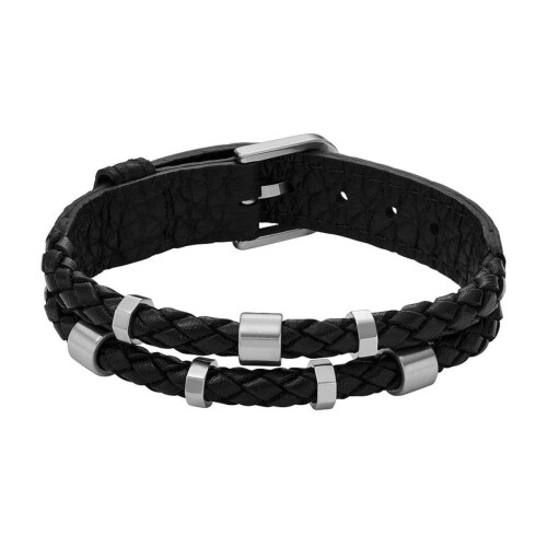 Fossil JF04473040 - Herenarmband - Leren armband - Zwart Tweedehands