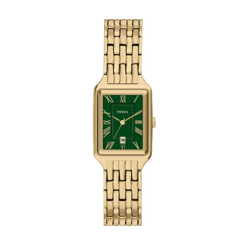 FOSSIL RAQUEL - Dames Horloge 23 mm - Goudkleurig - Groene wijzerplaat