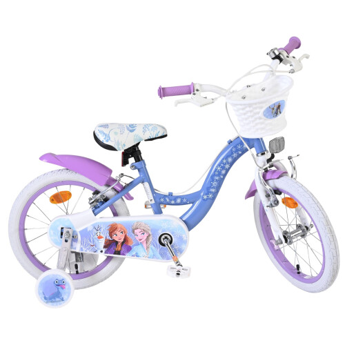 Frozen II kinderfiets blauw 16 inch | Leeftijd 4-6 | 2 handremmen, zijsteunen, reflectoren | Verstelbaar stuur/zadel | Stuurmand | Meisjes cadeau Tweedehands