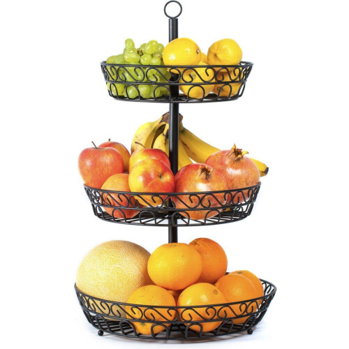 Fruit Etagère Laags - Fruitmand Metaal - Groentemand - Zwart