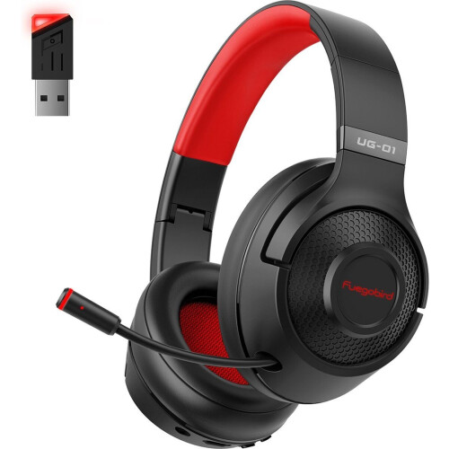Fuegobird UG-01 2.4GHz Draadloze Gaming Headset - RGB - Bluetooth koptelefoon - Multiplatform - Geschikt voor PS4/PS5, Nintendo Switch - Zwart Rood Tweedehands