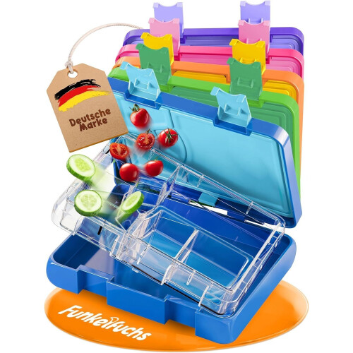 Funkelfuchs® - Lunchbox kinderen - Lekvrij en vaatwasserbestendig - Blauw