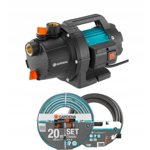 GARDENA 3000/4 - Besproeiingspomp - 3,5 m aanzuigslangset - 20 m beregeningsslangset (SET)