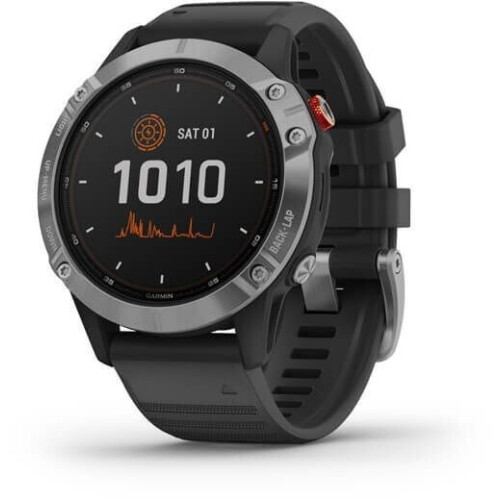 Garmin fēnix 6 Solar - Smartwatch - Zonne-energie - Zilver (Zwart)