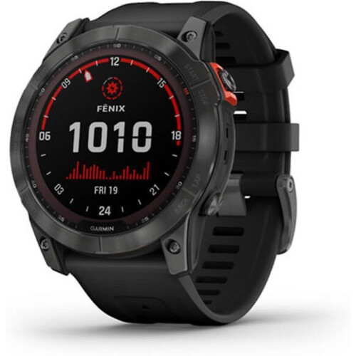 Garmin Fenix 7X 51 mm slate grey met zwarte polsband - wifi, Solar Edition Tweedehands