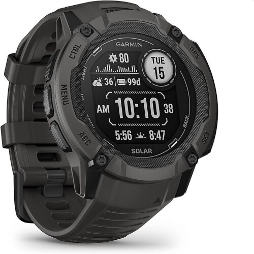 Garmin Instinct 2X Solar 50 mm grafiet met een grafiet siliconen polsband Tweedehands