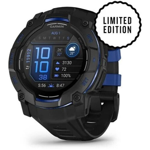 Garmin Instinct 3 - Smartwatch - GPS hartslagmeting AMOLED - Zwart (Blauw Zwart) Tweedehands