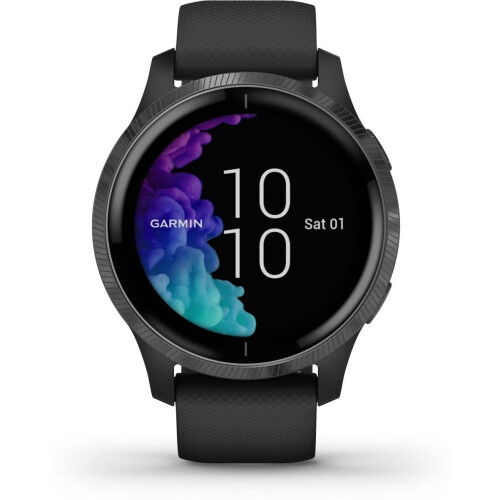 Garmin Venu 43 mm zwart met siliconenarmband zwart - wifi Tweedehands
