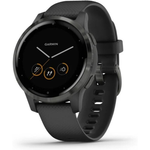 Garmin Vivoactive 4s 40 mm zwart met een zwarte siliconen polsband