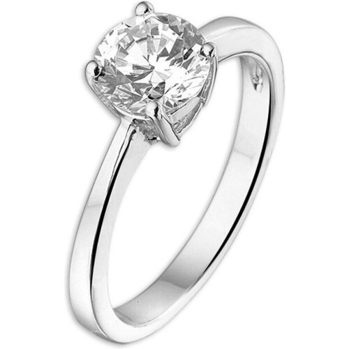 Gerhodineerd 925 Zilveren Ring - Zirkonia 6,5mm - Maat 17,75 Tweedehands