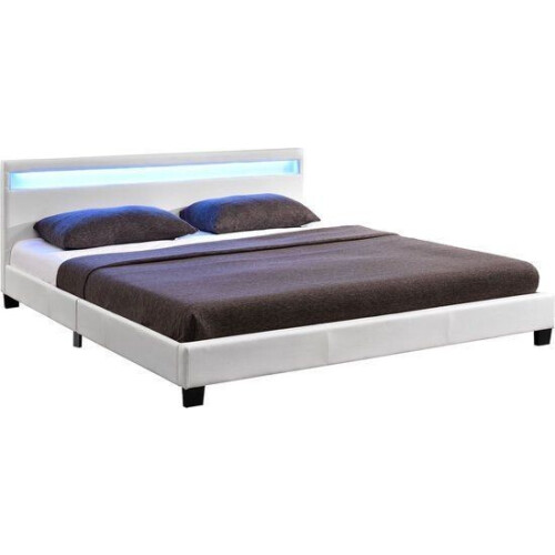 Gestoffeerd bed Paris - 140 x 200 cm - LED Verlichting - Wit