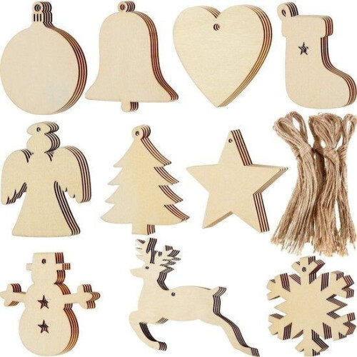 Giftmas Houten Kerstballen– Kerstversiering voor Binnen – Kerstbal van Hout – Kerst – 10 Vormen -