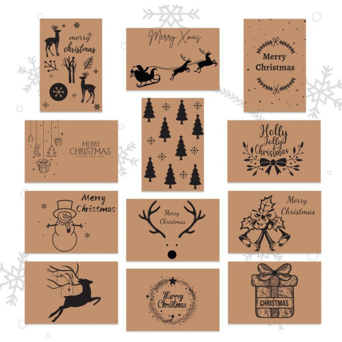 Giftmas Kerstkaarten - Wenskaarten - 36 Stuks - Met Enveloppen en Stickers - Nieuwjaarskaarten - 10x15cm