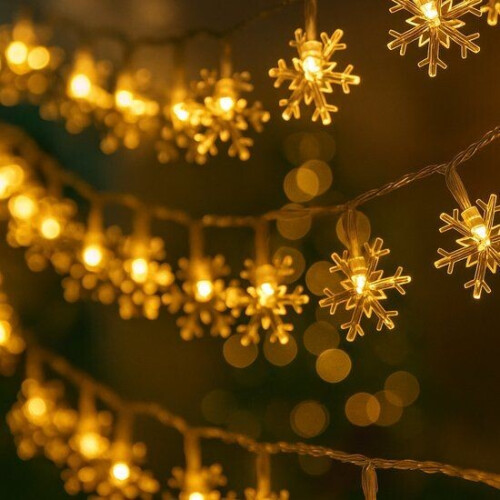 Giftmas LED Lichtgordijn Sneeuwvlokken - Kerstverlichting - 50 LED's - 6m - USB - IP44