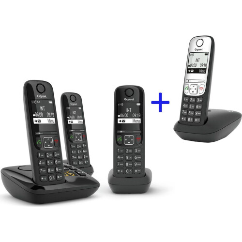Gigaset AS690A Trio - Promo pack - Antwoordapparaat - 4 handsets - Zwart/Zilver