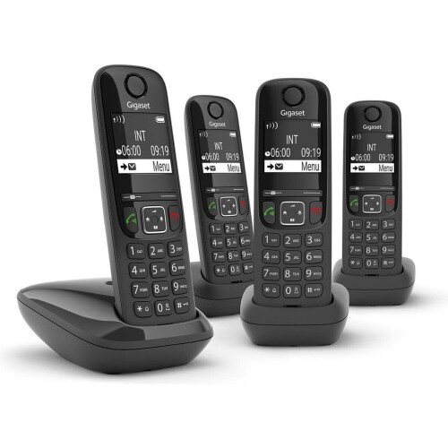 Gigaset AS690R - Draadloze huistelefoon - 4 handsets - Zwart (4 stuks) Tweedehands