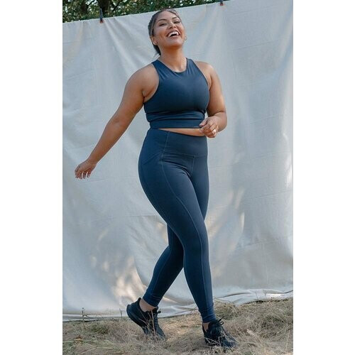 Girlfriend Collective dames vegan Legging High Rise Middernacht Blauw Tweedehands