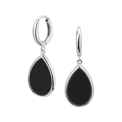 Glams Onyx - Klapoorringen - 925 Zilver - Zwart Tweedehands