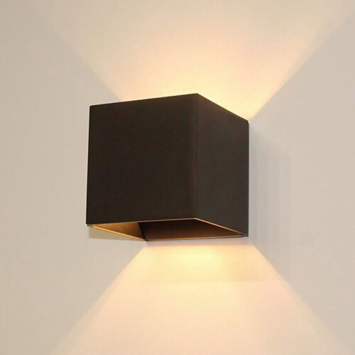Goliving lamp – Wandlamp zwart binnen en buiten – Kubuslamp industrieel – Buitenlamp - Waterdichte LED-verlichting - Energiezuinig en roestvrij - 10x10x10 cm Tweedehands