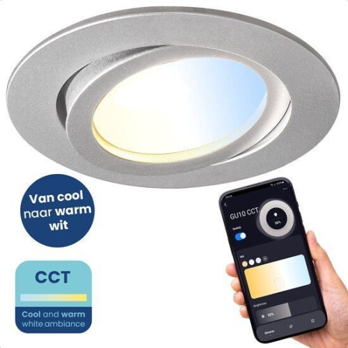 Gologi Slimme Inbouwspots - Smart WiFi GU10 LED Downlight - Dimbaar CCT 2200K-6500K - Warm Wit Licht