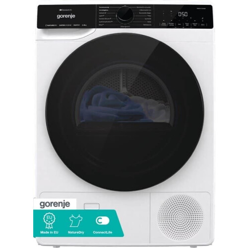 GORENJE DPNA83W Warmtepompdroger (8 kg, energie-efficiëntieklasse: C, 62 dB(A)), wit) Duits display