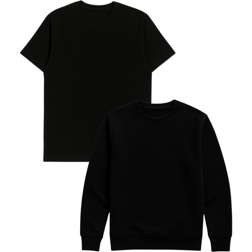GORG mannen vegan Set T-Shirt En Sweatshirt Zwart Tweedehands