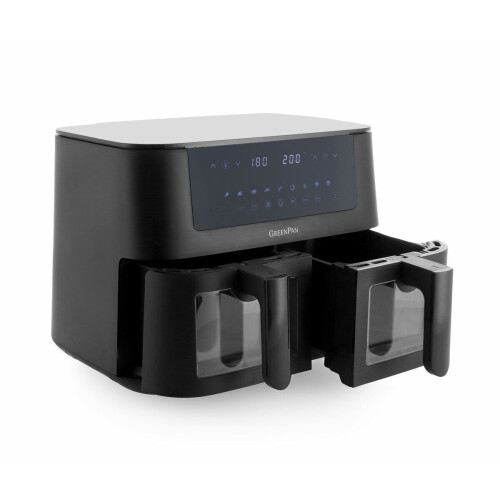 GreenPan - Bistro dubbele airfryer - 2x4L - 9 programma's - Digitaal Led Display - Automatisch Uitschakelen - zwart Tweedehands