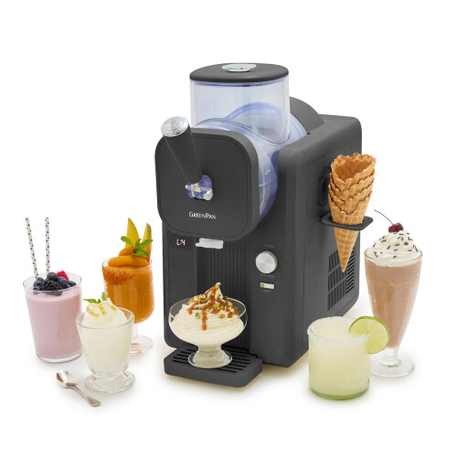 Greenpan Frost IJsmachine&Slushie Maker - zelfvriezend - 1.8l - klaar in 30 min - Inclusief kookboek (PDF) in handleiding - Grijs