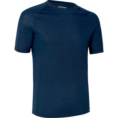 GripGrab Merino Blend - Korte Mouw Fiets Ondershirt - Thermisch en Ademend - Navy Blauw - Heren - Maat XS