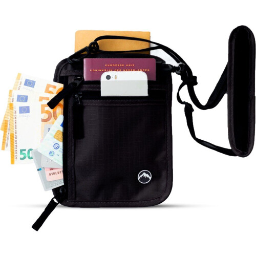 Groene Berg Nektasje - Paspoorttasje met RFID blokkering - Waterbestendig - Zwart