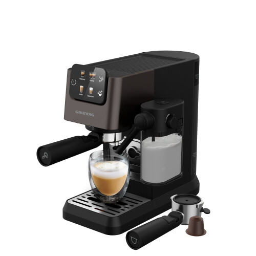 GRUNDIG KSM 6430 - Halfautomatische espressomachine - 20 bar pompdruk - Dark Inox/Black Tweedehands