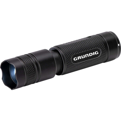 Grundig LED Zaklamp 120 Lumen - 3W - 180M Bereik - 3 Lichtstanden: Hoog, Laag, Pulserend - Zwart/Oranje Tweedehands