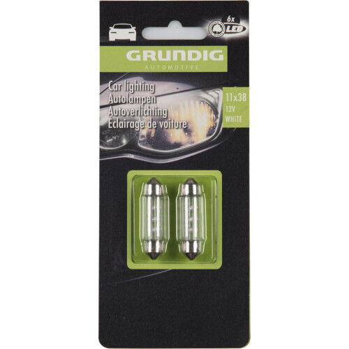 Grundig Set van 2 Autolampen - 6x LED - 12 Volt - 11 x 38 - Wit (2 stuks) Tweedehands