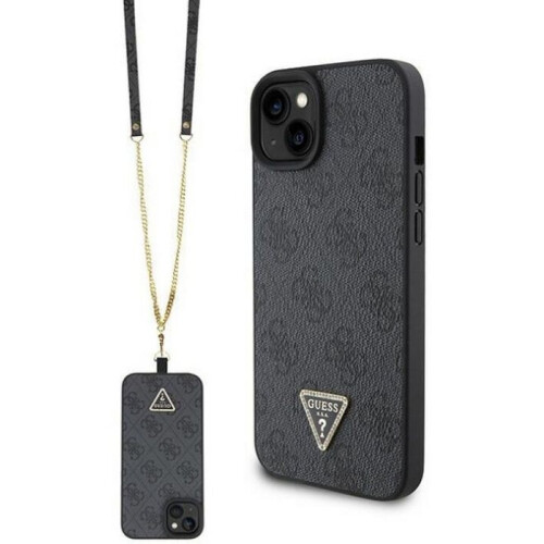Guess 4G Triangle Crossbody Case - iPhone 15 Plus (6.7") - Schokbestendig - Zwart