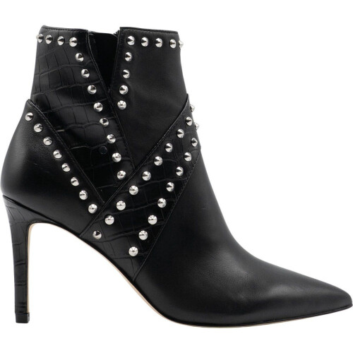 Guess Danina - Enkellaarzen - Zilveren studs en slangenleren look - Zwart