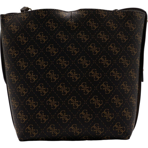 Guess Eco Brenton Bucket - Dames Crossbody - Verstelbaar hengsel en uitneembaar beauty tasje - Bruin